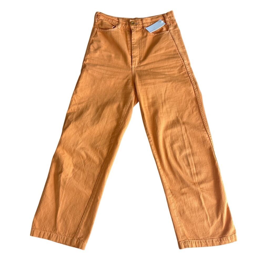 Gravel & Gold Placer Pants Yolanda Orange Size 1 High Rise Wide Leg 100% Cotton